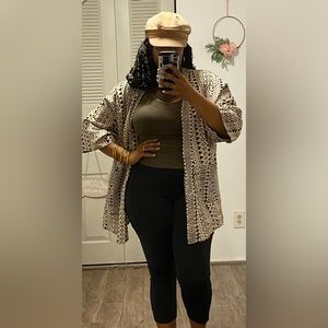 World Market mud cloth kaftan kimono open jacket